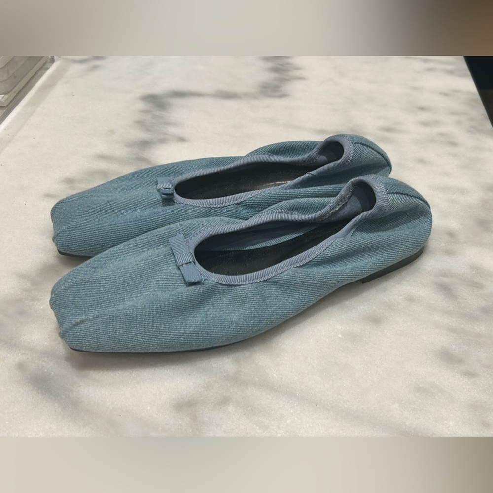 MANGO denim ballerina flats size 38 NWOT
